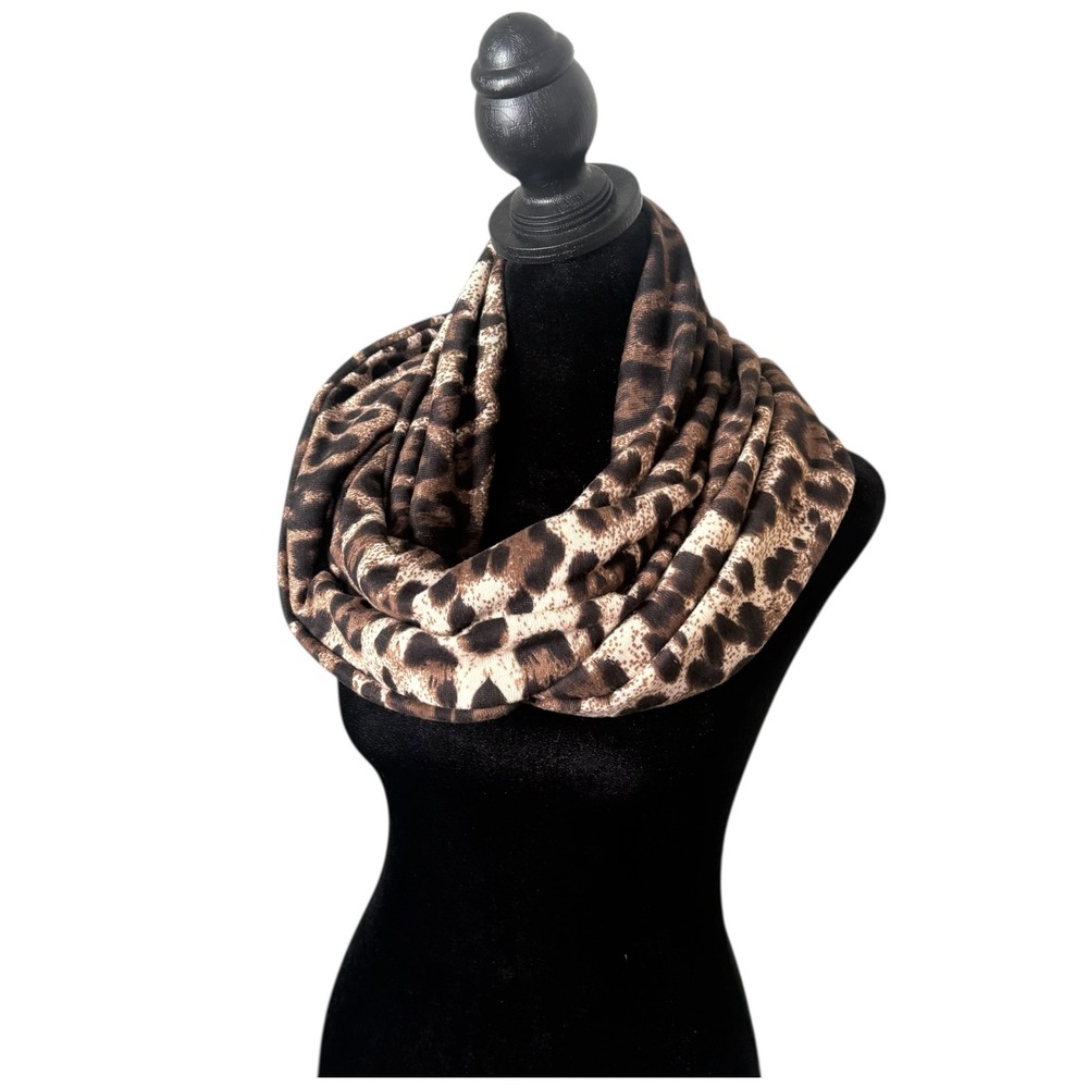 ALDO Leopard Print Womens Infinity Scarf Brown Animal Print Mob Wife Statement‎